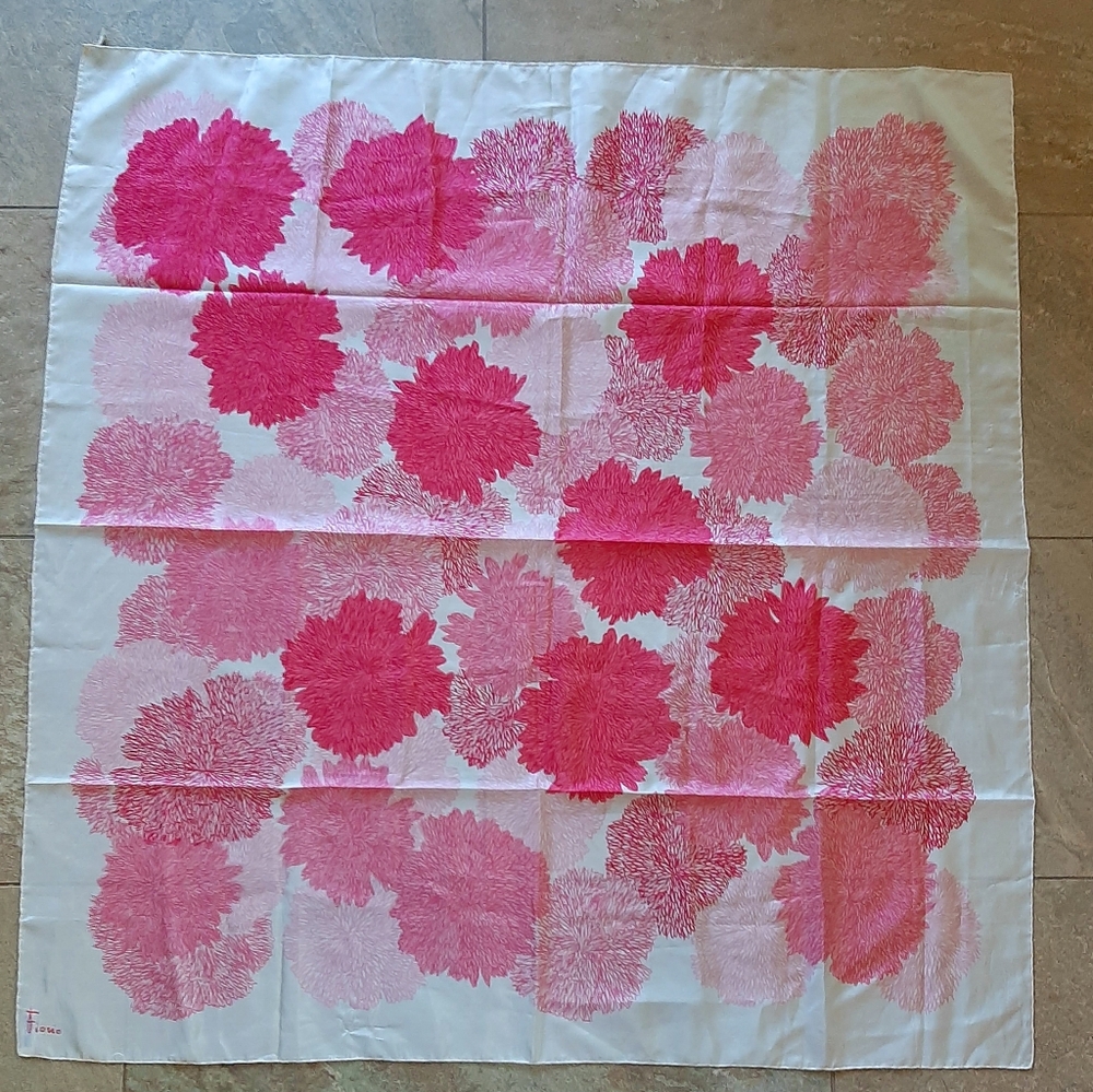 FIONI SILK Pink Floral Scarf